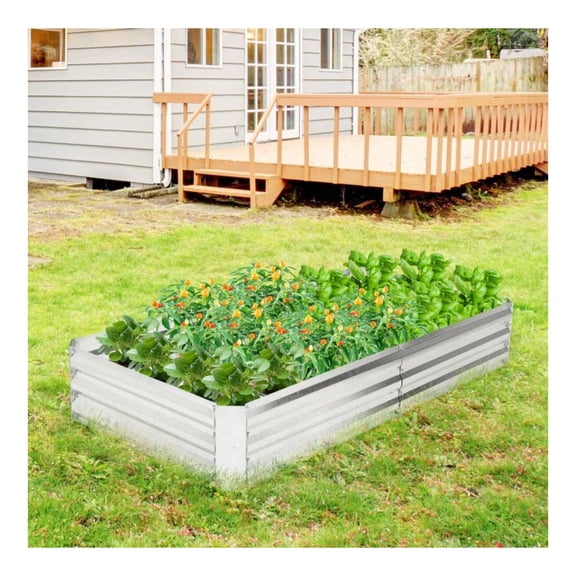 Galvanized Raised Garden Bed - Metal Planter Box 6x3/8x4 ft - Outdoor Vegetable Flower Herb Grow Box with Open Base