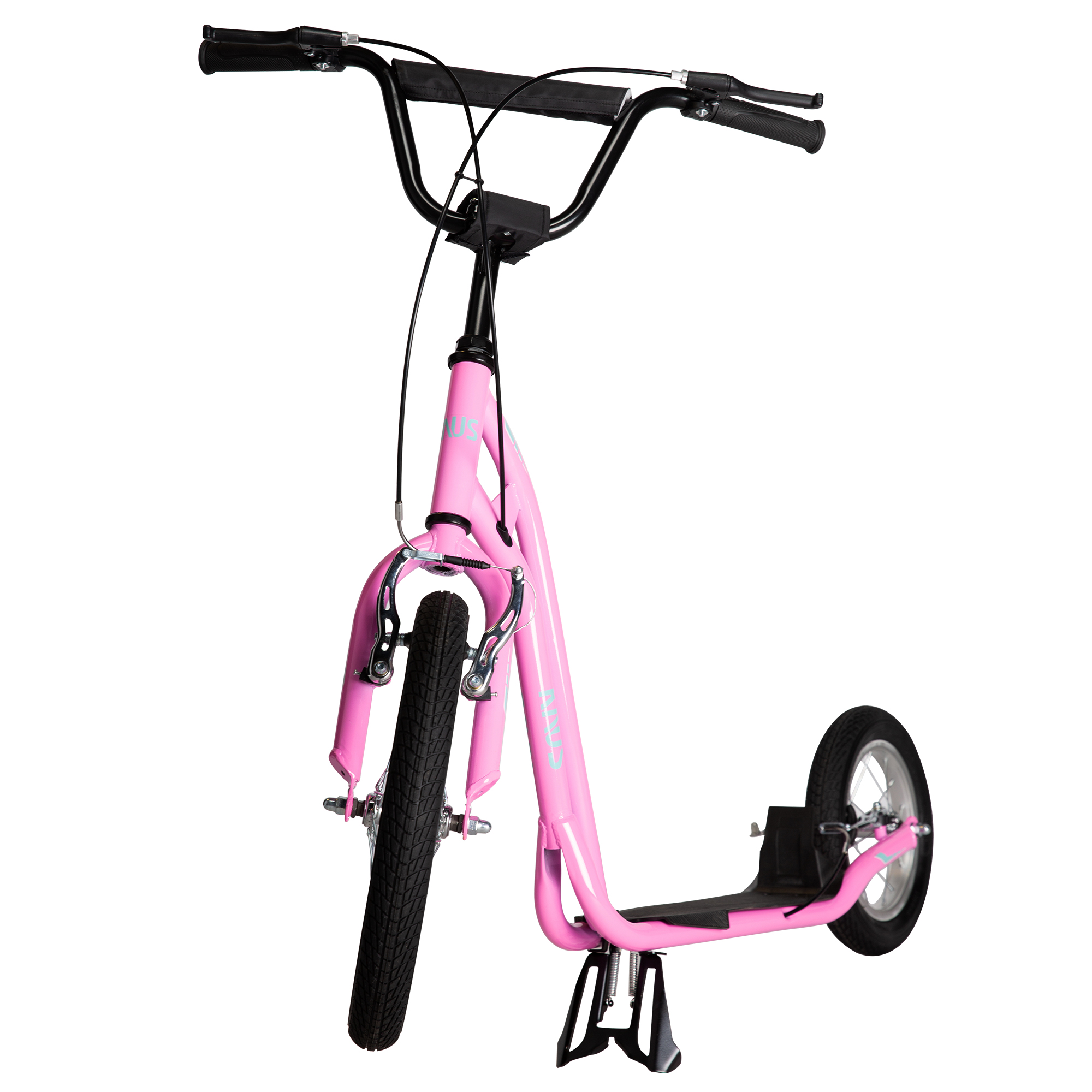 CIPACHO Youth Scooter Kick Scooter for Kids 5+ with Adjustable Handlebar 16" Front and 12" Rear Dual Brakes Inflatable Wheels, Pink