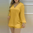 thumbnail image 1 of Puntoco Conjunto de moda con cuello en V y pantalones cortos de manga sólida para mujer Puntoco Puntoco-6325, 1 of 7
