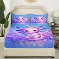 thumbnail image 2 of Erosebridal Ensemble de Draps Axolotl Mignon Simple, Literie Animal Océan Dessin Animé Taille Simple, Violet Rêveur, 2 Pcs (Sans Drap Plat), 2 of 6