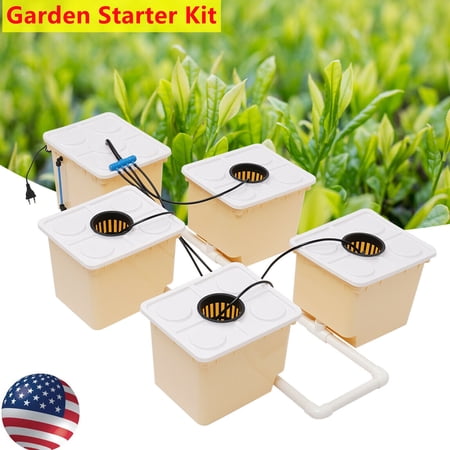 110V 4W Submerged Pump Bucket Drip Growing System for Cultivating Tomatoes, Peppers, Sorrel Each with a Capacity of 11L/2.91 Gallons