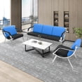 thumbnail image 4 of WALSPORT Office Reception Sofa Set PU Leather 2 & 3 Pcs Waiting Room Chairs Solon Guest Bench w/2PCS Blue, 4 of 5