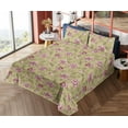 thumbnail image 4 of Ambesonne Nature Fitted & Flat Sheet with Shams 4 Pcs Set, Pink Flowers Monochrome Leaf, Full, Pale Maroon and Camel, 4 of 5