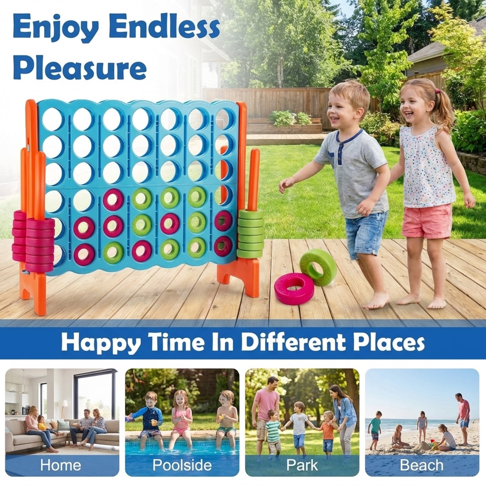 Redsmile 4 in A Row 4-to-Score Giant Jumbo Game Set for Family Party Holiday Multicolor - Outdoor Backyard Lawn Party Game for Kids Adults