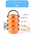 thumbnail image 3 of Bearachild Caja Bento, contenedor de comida apilable, fiambrera aislante a prueba de fugas de acero inoxidable para microondas, pícnic en casa, Mostrada Naranja/4 capas Bearachild HA067859-02, 3 of 6