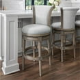 thumbnail image 3 of Home Square Wood Swivel Barstool with High Back in Weathered Gray - Set of 2, 3 of 6