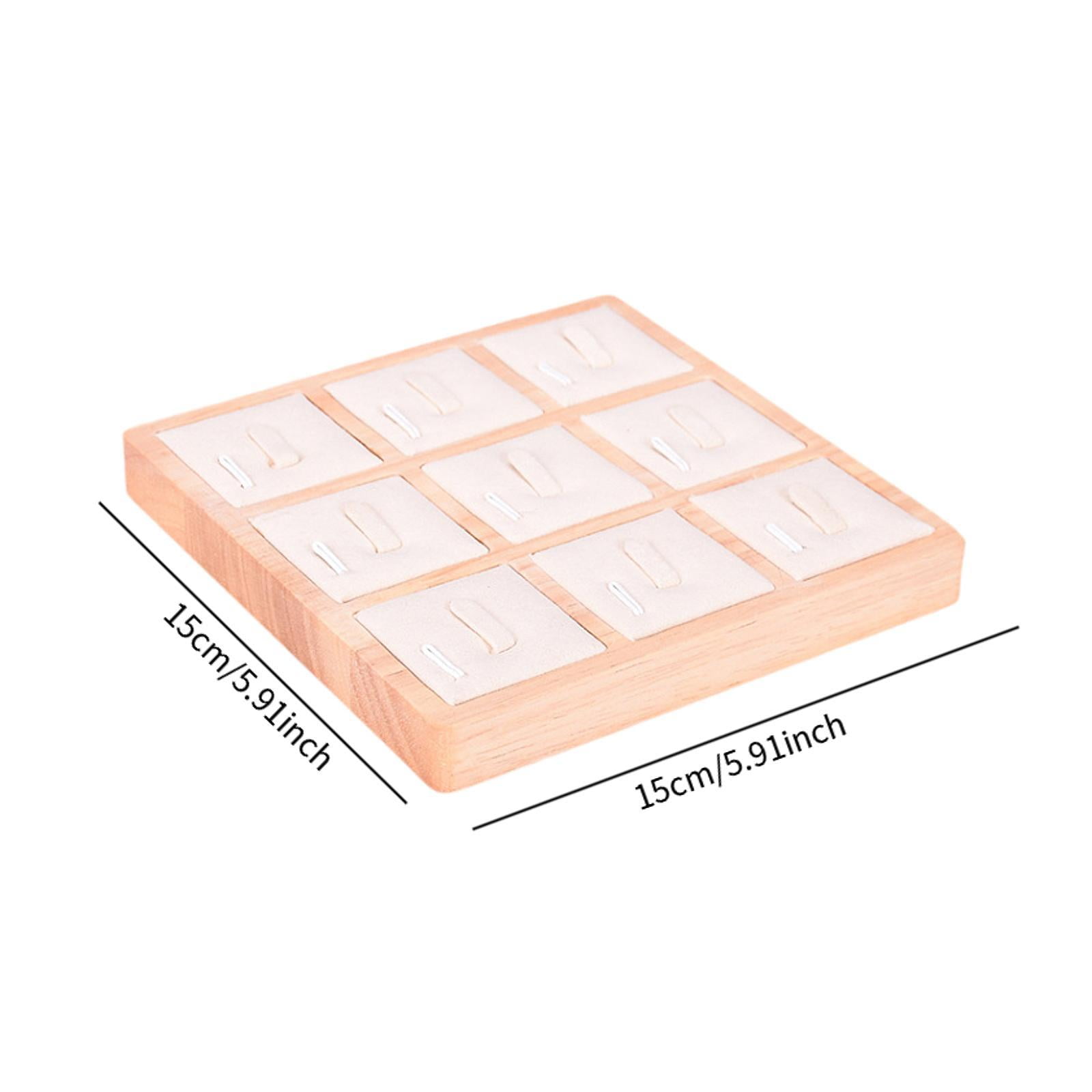 Ring Holder Tray Wooden Jewelry Display Microfiber Lining for Rings Earrings Bracelet Showcase Countertop