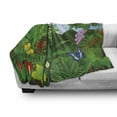thumbnail image 3 of Plant Soft Flannel Fleece Blanket, Cartoon Style Lively Forest with Butterflies Trees and Various Flowers Print, Cozy Plush for Indoor and Outdoor Use, 50" x 70", Emerald Multicolor, by Ambesonne, 3 of 6