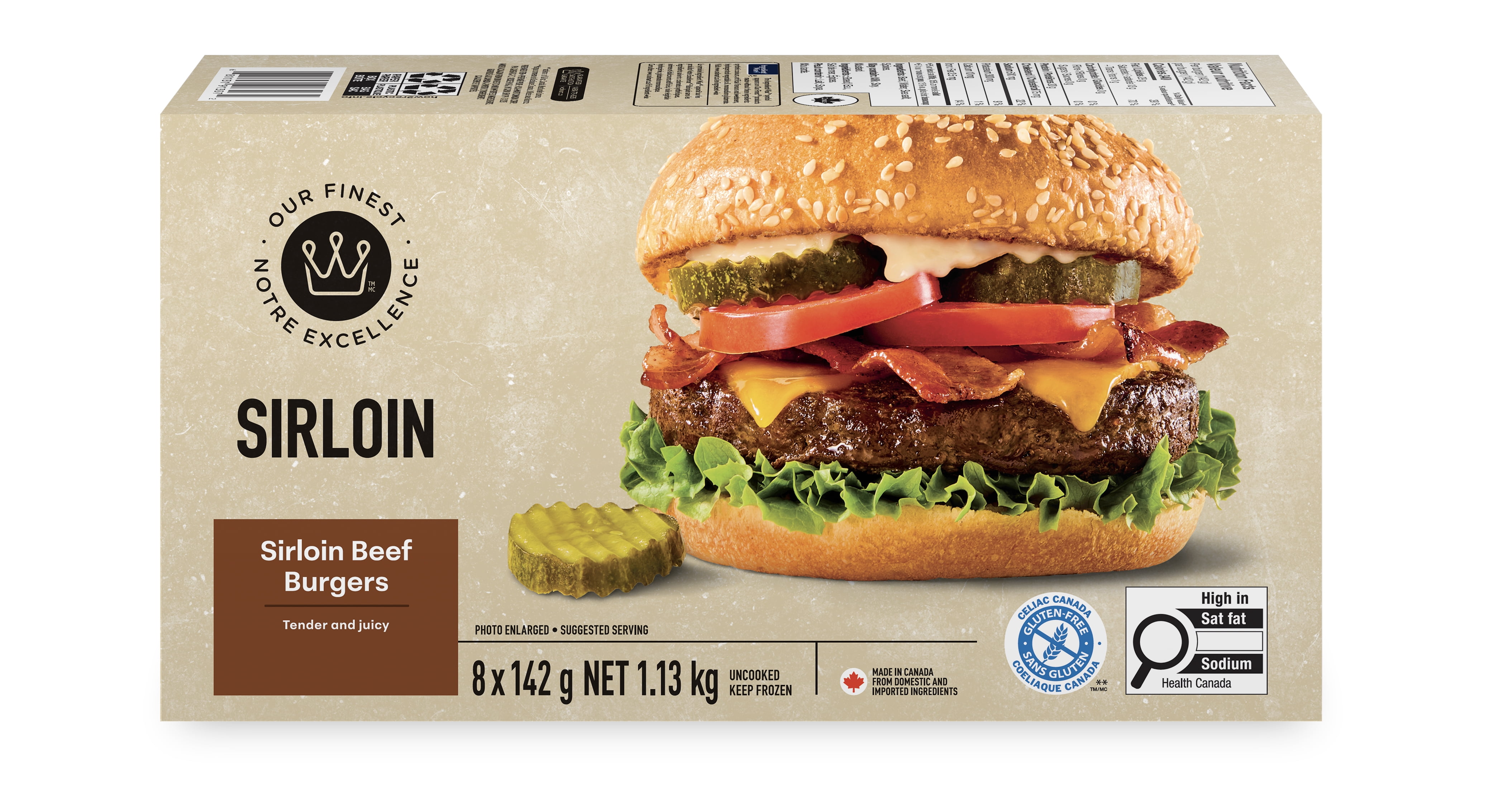 Our Finest Frozen Sirloin Beef Burgers