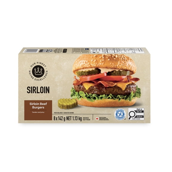 Our Finest Frozen Sirloin Beef Burgers, 1.13 kg