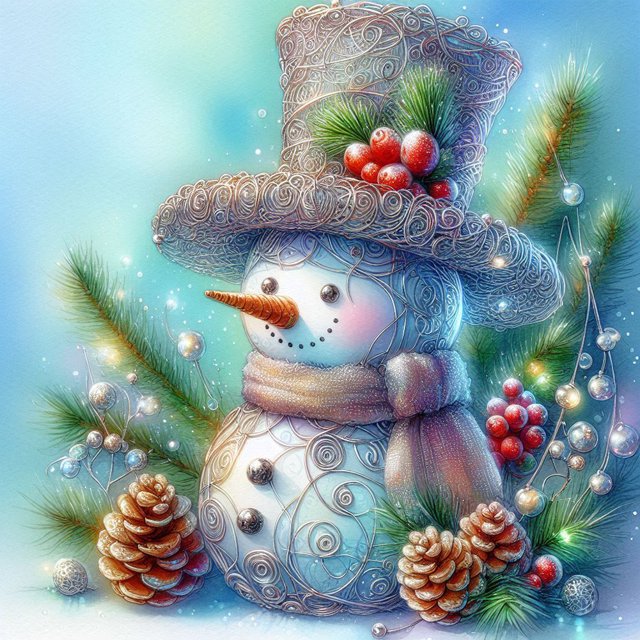 Kit 5D DIY Con Taladro Muñeco Nieve Del Arte Artesanal 40x40cm