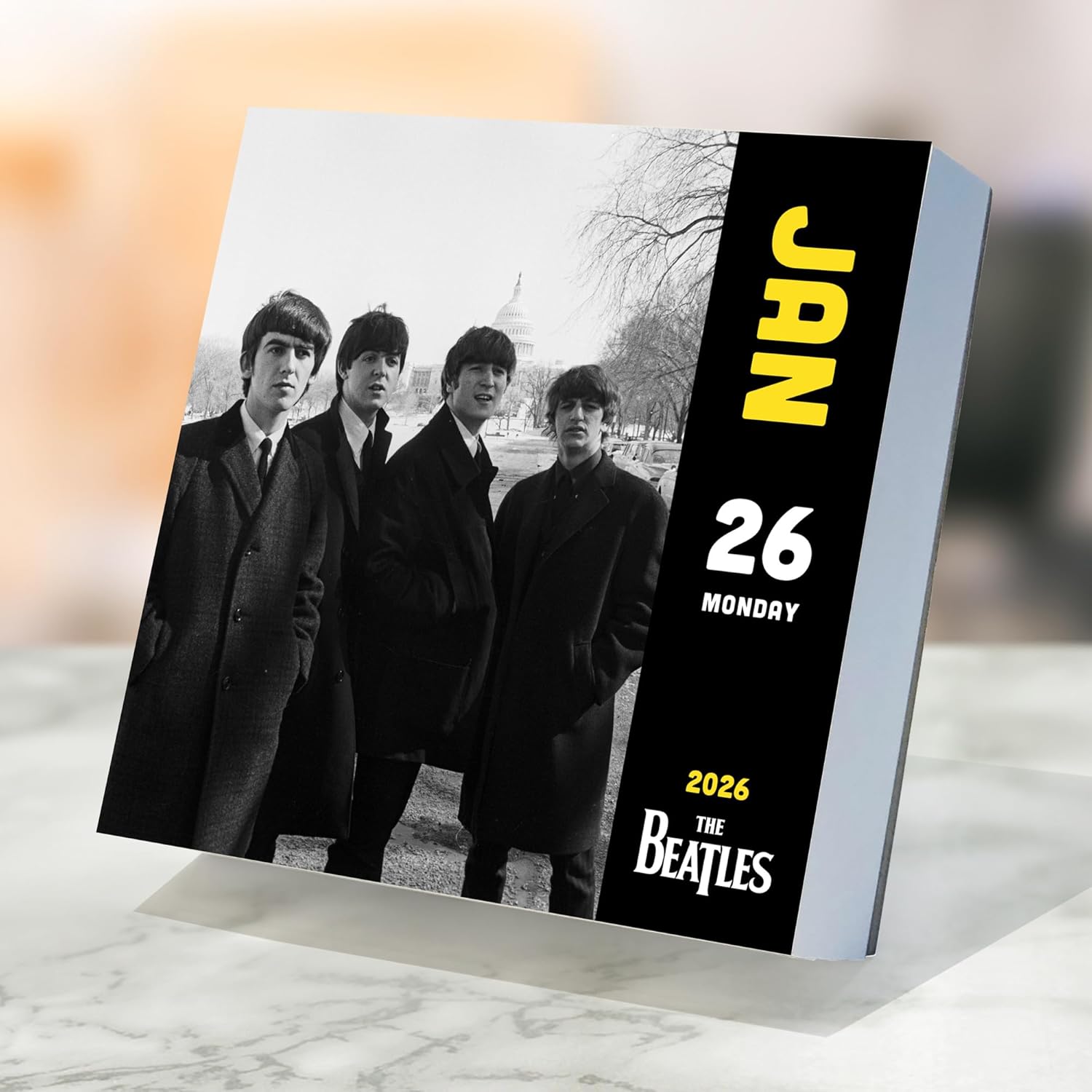2026 The Beatles Daily Desktop Calendar - Home and Office Organization - Small Desk Calendar 2026 with Full-Color Tear-Off Pages and Standing Cardboard Easel - 5.25in x 5.25in