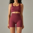 thumbnail image 2 of Bowake Workout Outfits for Women 2 Piece Seamless Ribbed Sport Bra and High Waisted Shorts Leggings Exercise Sets, 2 of 6