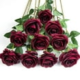 thumbnail image 1 of Ramo de rosas de seda DuHouse de flores artificiales, 10 unidades, color burdeos, 1 of 6