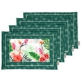 thumbnail image 1 of Vargottam Napperons - Ensemble de Table pour Table à Manger, Ensemble de 4 - Imprimé & Réversible Serviette en Coton - Napperons d'Intérieur pour Maison & Cuisine Table à Manger - Floral Tropical (Vert Sarcelle), 1 of 5