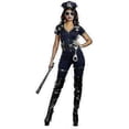 thumbnail image 1 of Adult Women's Police Officer Costume Halloween Fancy Dress Party Outfit with Accessories, 1 of 3