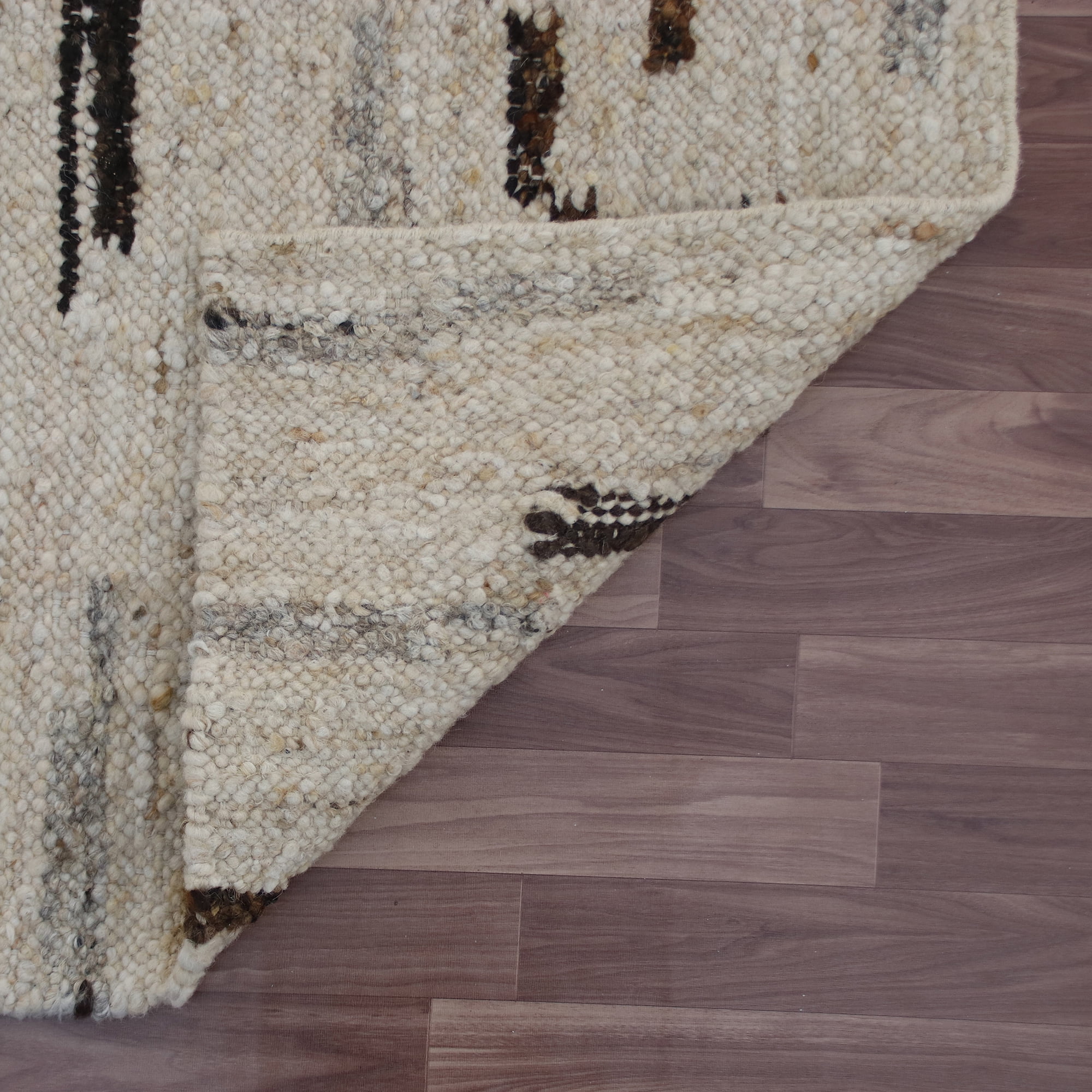 Ox Bay Kenzington Black Abstract Hand-Woven Wool Blend Area Rug, 7'9" x 9'9"