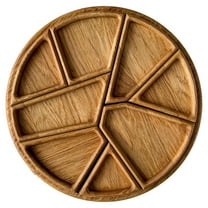 Round Wooden Serving Tray With Removable Dividers, Sturdy Wood Compartment Platter, For Snacks Appetizers Party Gathering