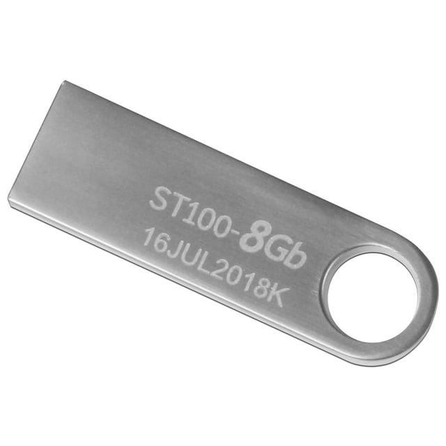 Unidad Flash USB 2.0 Stylos STMUSB1B de 8 GB. Color Plata. Stylos STMUSB1B