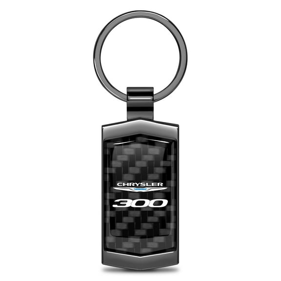 iPick Image for Chrysler 300 Real Black Carbon Fiber Gunmetal Black Metal Case Key Chain, Official Licensed