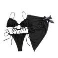 thumbnail image 1 of TheFound Women Split Swimsuit Set Solid Color Bikini+Lace-up Panties+Cover Ups, 1 of 10