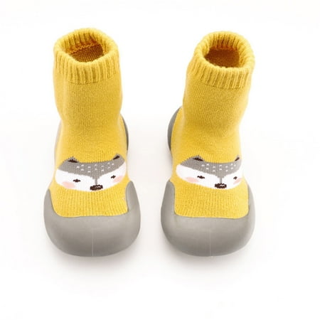 

Infant Sock Shoes Non-Slip Infant Walking Shoes Indoor Warm Knit Soft Sole Rubber Cotton Toddler Infant Baby Girls for Girls