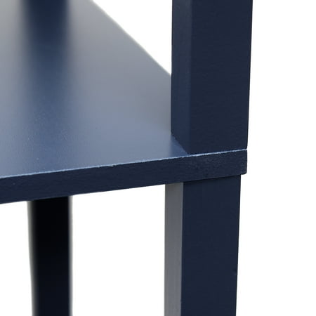 Simple Designs - Floor Lamp Etagere Organizer Storage Shelf with Linen Shade - Navy