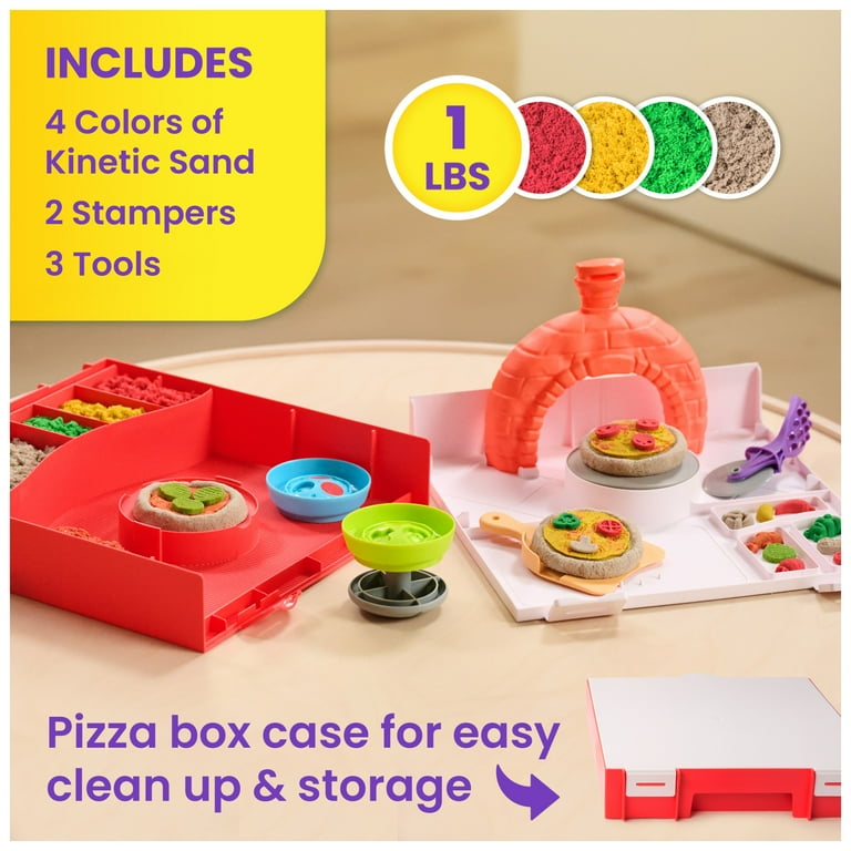 Kinetic Sand, SquishPizza Activity Playset, 1lb, with 5 Tools
