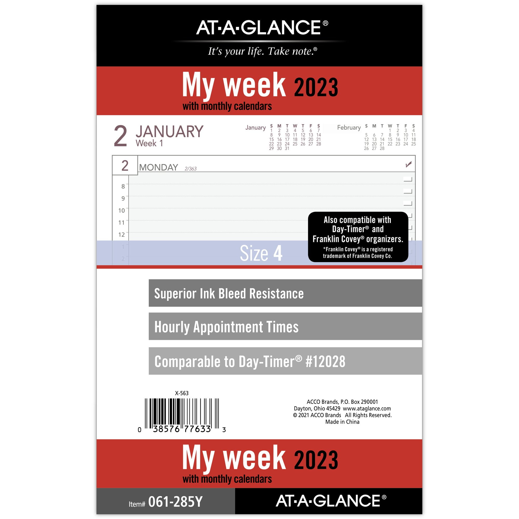 AT-A-GLANCE 2023 Weekly Planner Refill Loose-Leaf Desk Size 5 12 x 8 12