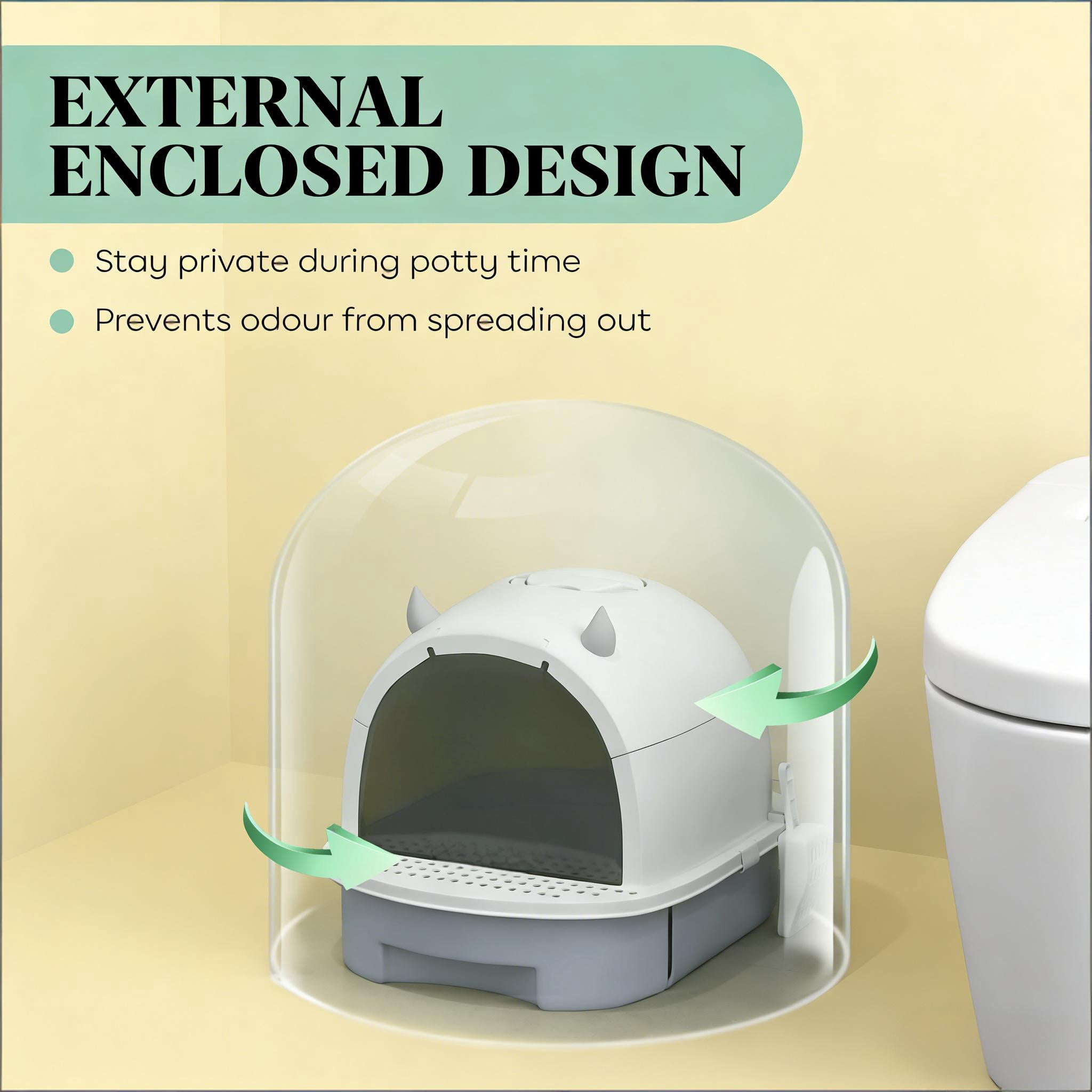 Enclosed Cat Litter Box Easy Clean, Covered Kitty Litter Box with Drawer, Deodorizing Bags, Litter Leakage Pedal & Carrying Handle, No Assembly for Cats Under 10 lbs
