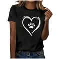thumbnail image 2 of PNTUTB Women's Summer Fashion Dog Paw Heart Print Casual Crew Neck Short Sleeve Pullover Loose Comfortable Tops, 2 of 6