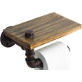 thumbnail image 4 of Nvzi Rustic Toilet Paper Holder Pipe with Shelf Industrial Toilet Roll Holder Wall Mount Farmhouse Wooden Toilet Tissue Paper Holder for Bathroom(Bronze), 4 of 5