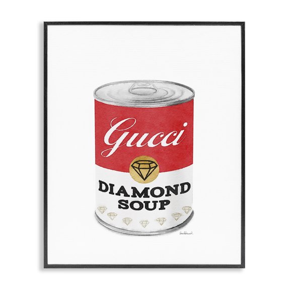 Stupell Industries Art Deco Traditional Condensed Soup Can Diamond Glam Fashion Brand Black Framed Giclee Art, 11 x 14, by Amanda Greenwood