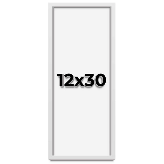 12x30 Shadow Box Frame White | 1 Inches Deep Real Wood Contemporary Shadowbox Display Frame | UV