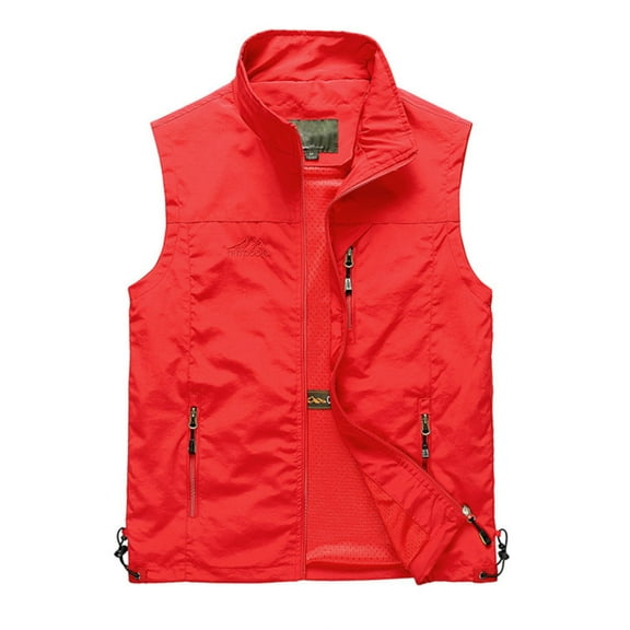 Vividxx Mens Vest Leisure Practical Travel Fishing Outdoor Work Multi Pocket Vest Solid Color