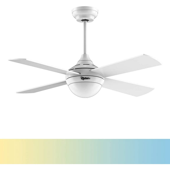 Ovlaim 48 inch Modern White Ceiling Fan with LED, Reversible Quiet DC Motor with 6 Speed Settings