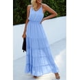 thumbnail image 2 of Vestido PRETTYGARDEN de verano maxi con tirantes finos azul claro talla M, 2 of 5