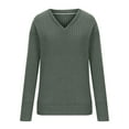 thumbnail image 4 of idosla Womens V Neck Long Sleeve Shirt Fall Fashion Knitted Sweaters Dressy Casual Pullover Tunic Tops with Decorative Buttons (Army Green, XXL), 4 of 4