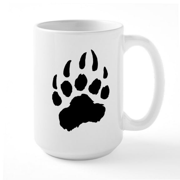 CafePress - BLACK Bear Paw Large Mug - 15 oz Ceramic Large White Novelty Mug