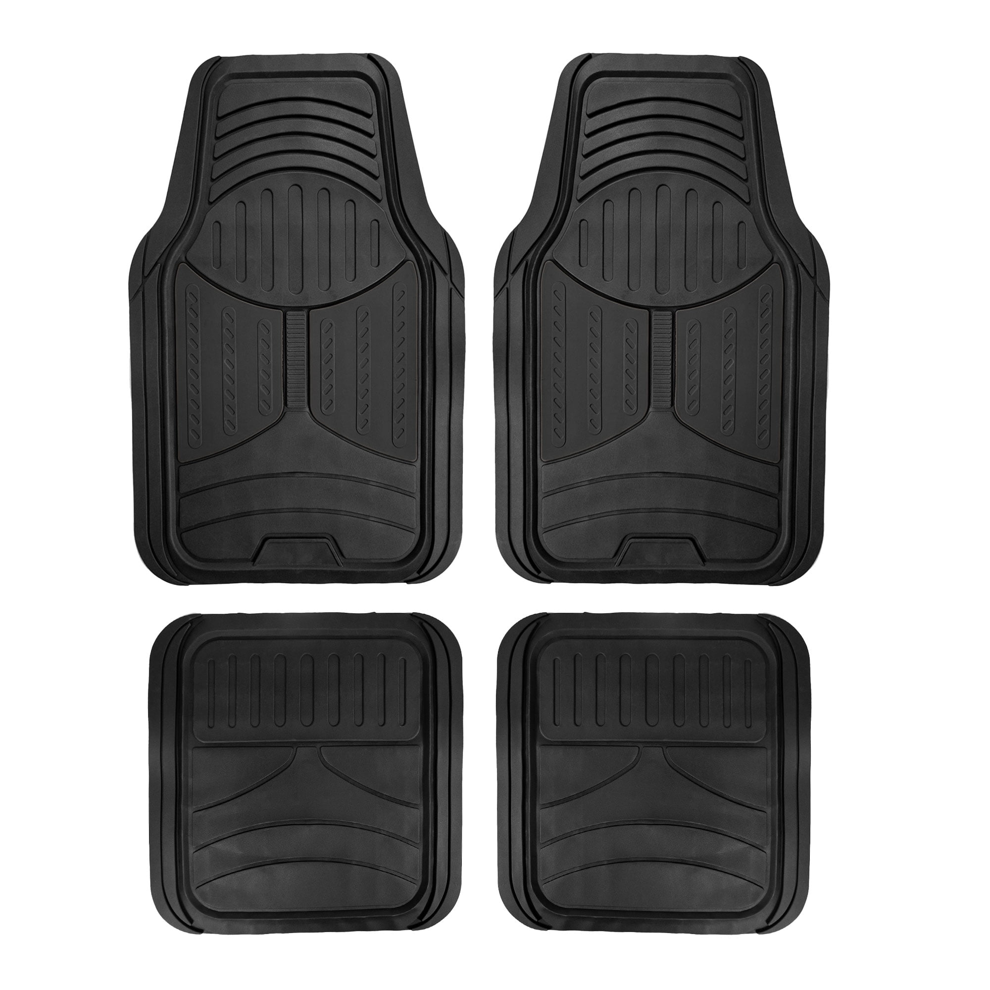 FH Group Universal Fit Two-tone Car Floor Mats Heavy Duty Rubber Full Set 4Pc - F11313BLACK