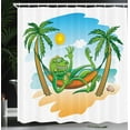 thumbnail image 4 of Ambesonne Iguana Shower Curtain, Tropical Holiday Palm Tree, 69"Wx75"L, Multicolor, 4 of 5