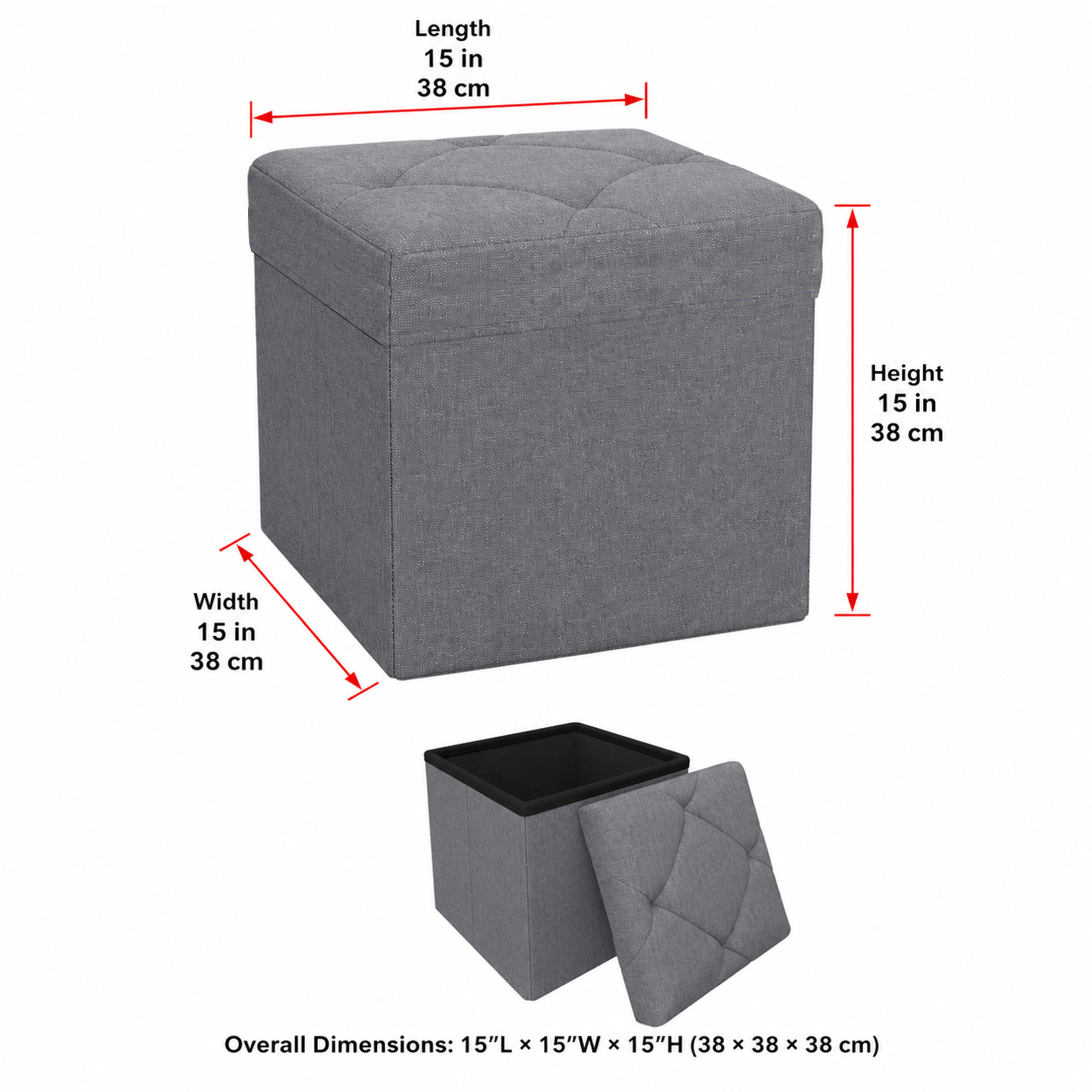Nnovaroom 15" Folding Storage Bench, Gray photo 6