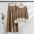 thumbnail image 2 of Usmixi Womens Lounge Set Womens Sweater 2 Piece Outfits Fashion Color Block Slit Knitted Pullover Sweater and High Waist Long Pant Sets Homewear Loungewear Sets on Sale, 2 of 4