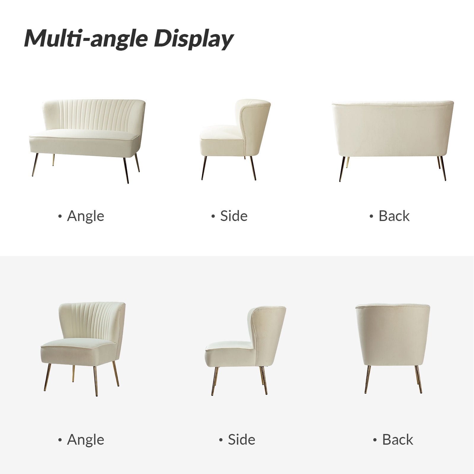 14 Karat Home 3-Piece Living Room Set with Velvet Upholstered