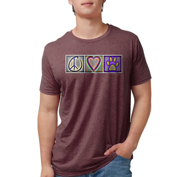CafePress - Peace Love Dogs (ALT) T Shirt - Mens Tri-blend T-Shirt