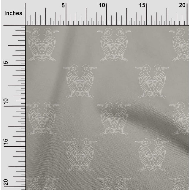 oneOone Polyester Lycra Fabric Bird Artistic Sashiko Print Sewing Fabric BTY 56 Inch Wide