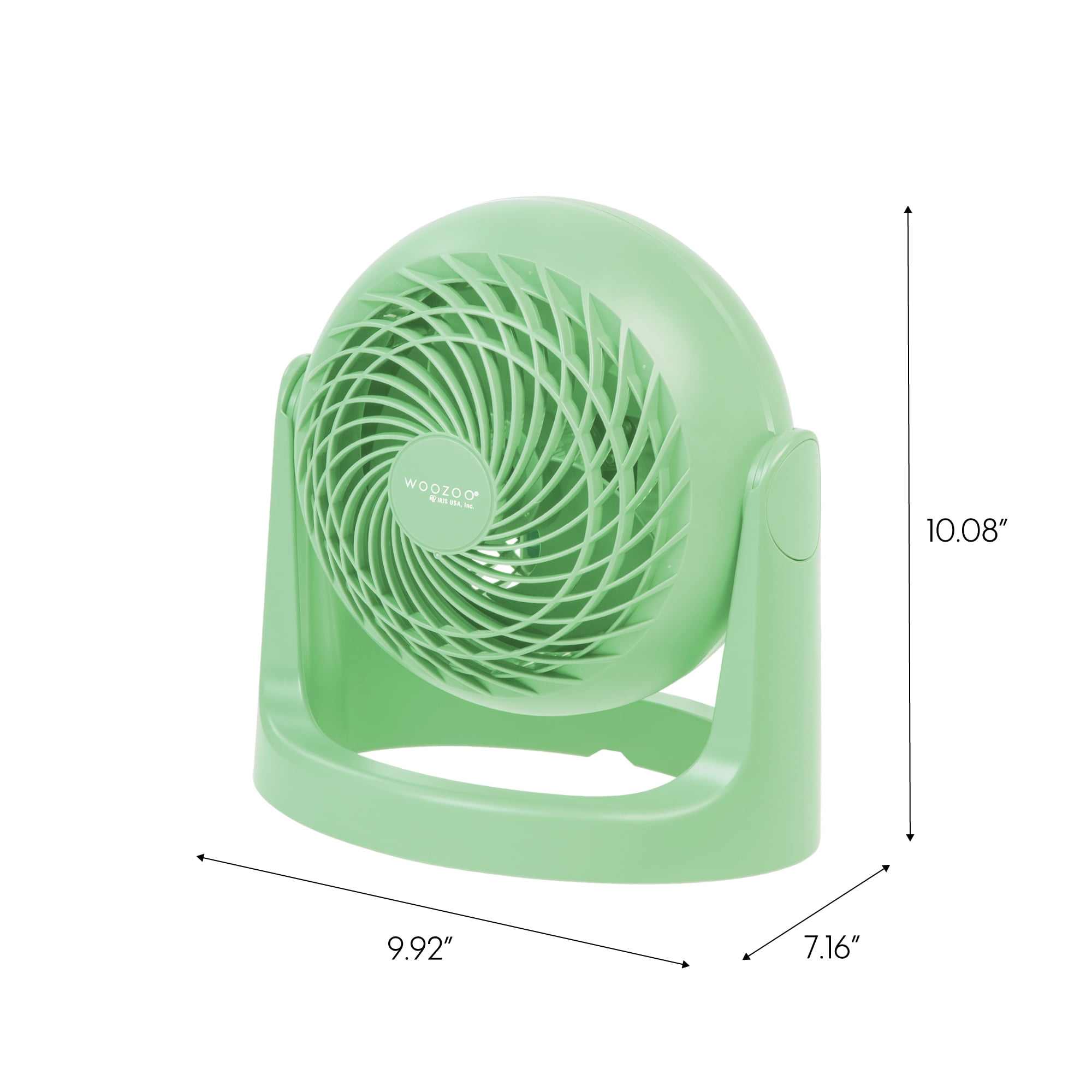 IRIS 2 Pack WOOZOO Circulator Fan, Table Air Circulator, Desk Fan, 3 Speeds, 52ft Max Air Distance, 11.5 Inches, 360° Adjustable, Low Noise, Green