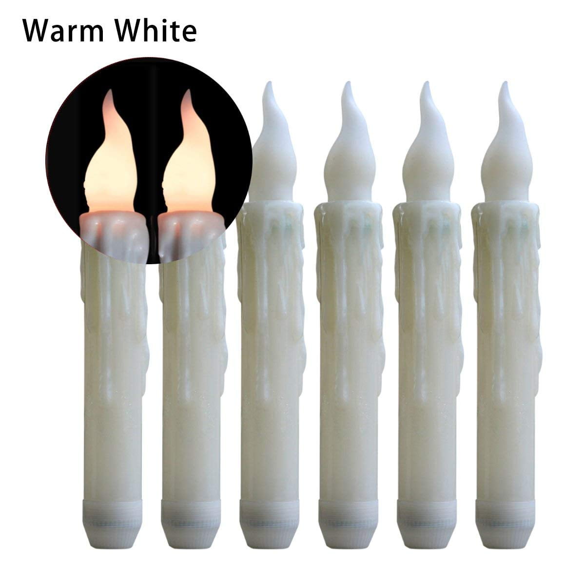 Flameless Battery Operated LED Taper Candles Timing Function Flickering