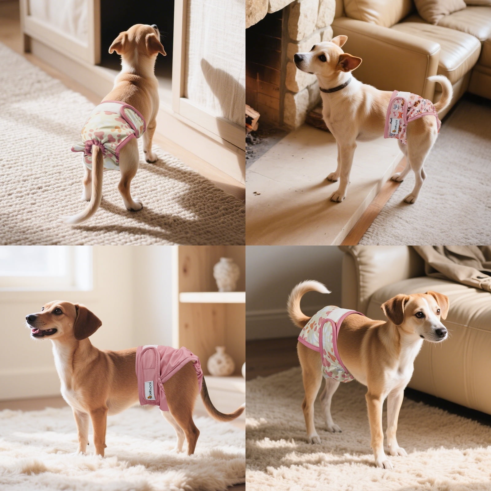 BELLA & PAL Pink Female Dog Diapers, 3-Pack, Highly Absorbent Washable Diapers for Small Dogs, Leak-Proof Puppy Diapers, S