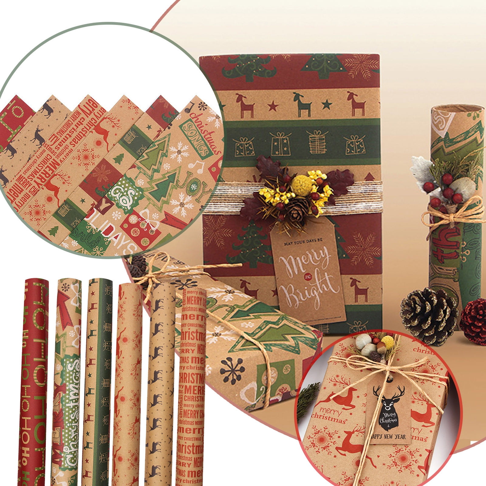 Dezsed Christmas Decorations Paper for Gift Wrapping Clearance Christmas  Wrapping Paper Christmas Elements Series Single Sided Wrapping Paper  Pattern